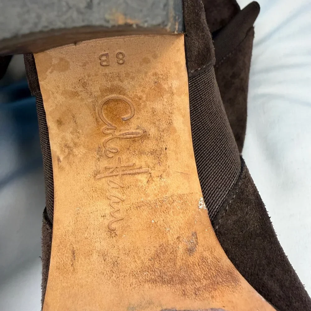 Cole Haan Callan Suede Dark Chocolate Brown Short Ankle Boot - 8
